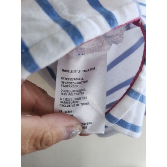 Tribal Sport "Cool Blue" White w/Blue Pink Stripe Cotton Polo Shirt size Large - Picture 6 of 7